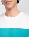 Shop White-Tropical Blue-White 90's Vibe Panel T-Shirt