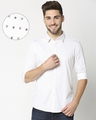 Shop White Twill Lycra Print Shirt-Front