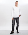 Shop White V Neck Full Sleeve T-Shirt-Full
