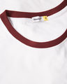 Shop White-Varsity Maroon 3/4th Sleeve Ringer T-Shirt