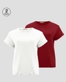 Shop Pack of 2 Women's White & Red Boyfriend T-shirt-Front