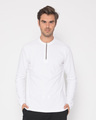 Shop White Zip Henley Full Sleeve Pique T-Shirt-Front