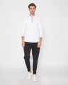 Shop White Zip Henley Full Sleeve Pique T-Shirt-Full