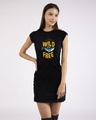 Shop Wild And Free Nautical Cap Sleeve Printed T-Shirt Dress Black-Front