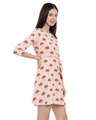 Shop Wild Forest Printed Pink A-Shaped Dress For Women's