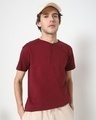 Shop Wine Half Sleeve Henley T-shirt-Front