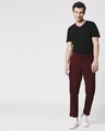 Shop Wine Red Casual Cotton Pants-Full