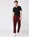 Shop Wine Red Casual Cotton Trouser
