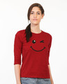 Shop Wink It All Round Neck 3/4th Sleeve T-Shirt-Front