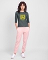 Shop With A Smile Round Neck 3/4 Sleeve T-Shirt Nimbus Grey-Design