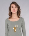 Shop Woke Up This Cute Scoop Neck Full Sleeve T-Shirt (TJL)-Front