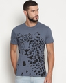 Shop Men China Blue Leopard Graphic Printed T Shirt-Front