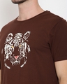 Shop Men Choco Brown Glowing Tiger Printed T Shirt