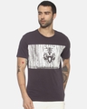 Shop Men's Dark Grey Barcode Tiger Printed T Shirt-Front