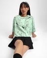 Shop Women's Green All Over Printed Oversized Short Top-Front