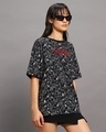 Shop Women's Black All Over Printed Oversized T-shirt-Design