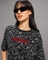 Shop Women's Black All Over Printed Oversized T-shirt
