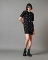 Shop Women's Black All Over Printed Oversized Plus Size T-Shirt Dress-Full