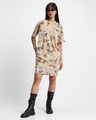 Shop Women's Brown All Over Printed Oversized Dress-Full
