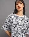 Shop Women's White All Over I Hate Mondays Printed Oversized Short Top