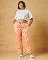 Shop Women's Orange All Over Printed Plus Size Pyjamas-Full
