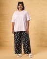 Shop Women's Blue All Over Printed Oversized Plus Size Pyjamas-Full