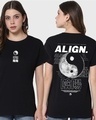Shop Women's Black Align Graphic Printed Boyfriend T-shirt-Front