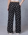 Shop Women's Black All Over Printed Oversized Wide Leg Pyjamas-Design