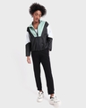 Shop Women's Black Color Block Plus Size Windcheater Jacket-Full