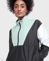 Shop Women's Black Color Block Plus Size Windcheater Jacket