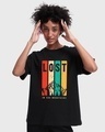 Shop Women's Black Lost Mountains Graphic Printed Oversized T-shirt-Front