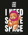 Shop Women's Black Need Space Teddy Graphic Printed Plus Size Boyfriend T-shirt