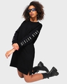 Shop Women's Black Cold Outside Typography Oversized Dress-Front