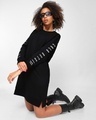 Shop Women's Black Cold Outside Typography Plus Size Oversized Dress-Front