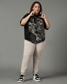 Shop Women's Black Graphic Printed Oversized Plus Size T-shirt-Full