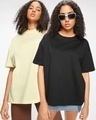 Shop Pack of 2 Women's Off White & Black Oversized T-shirt-Front