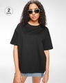 Shop Pack of 2 Women's Black Oversized T-shirt-Front