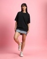 Shop Women's Black Oversized Plus Size T-shirt-Full