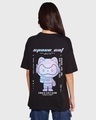 Shop Women's Black Space Cat Graphic Printed Oversized T-shirt-Design