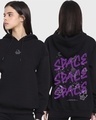 Shop Women's Black Space Typography Oversized Hoodie-Front