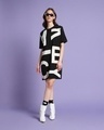 Shop Women's Black & White Mickey Typography Oversized Dress-Full