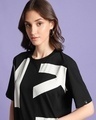 Shop Women's Black & White Mickey Typography Oversized Dress