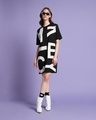 Shop Women's Black & White Typography Oversized Plus Size Dress-Front