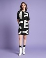 Shop Women's Black & White Typography Oversized Plus Size Dress-Full