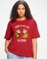 Shop Women's Red There Is No We In Food Graphic Printed Oversized T-shirt-Front