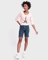 Shop Women's Pink Bonjour Paris Graphic Printed 3/4 Sleeve Slim Fit T-shirt-Design