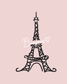 Shop Women's Pink Bonjour Paris Graphic Printed 3/4 Sleeve Slim Fit T-shirt-Full
