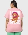 Shop Women's Pink Need Space Teddy Graphic Printed Plus Size Boyfriend T-shirt-Design