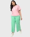 Shop Women's Pink Need Space Teddy Graphic Printed Plus Size Boyfriend T-shirt-Full