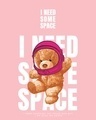Shop Women's Pink Need Space Teddy Graphic Printed Plus Size Boyfriend T-shirt